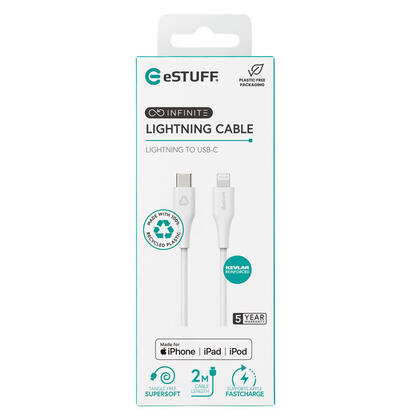 infinite-usb-c-to-lightning-cable-mfi-2m-white-recycled-plastic-super-soft