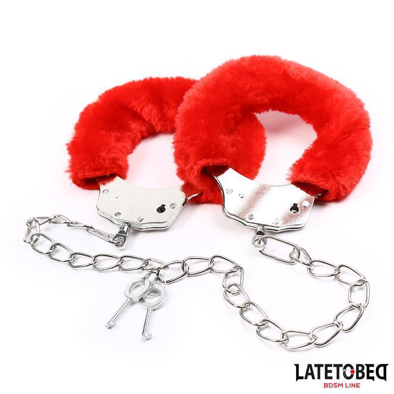 esposas-pies-peluche-terciopelo-rojo