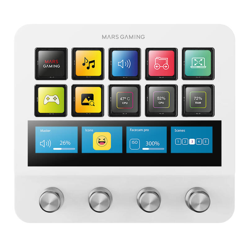 stream-deck-mars-gaming-msd-pro-10-teclas-lcd-4-diales-personalizables-blanco