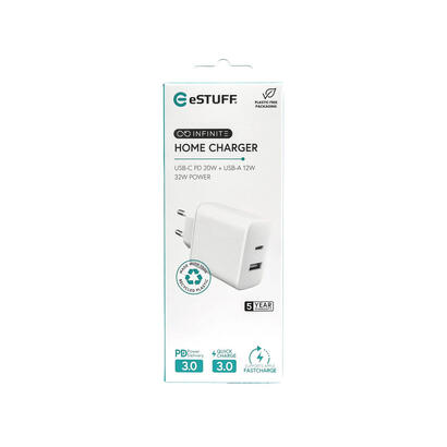 infinite-usb-charger-eu-1-x-usb-c-pd-20w-1-x-usb-a-12w-white-recycled-plastic-warranty-60m