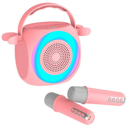 cool-altavoz-bluetooth-universal-musica-6w-mini-karaoke-party-2-microfonos-rosa