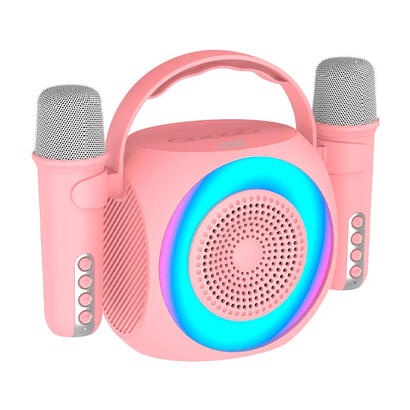 cool-altavoz-bluetooth-universal-musica-6w-mini-karaoke-party-2-microfonos-rosa