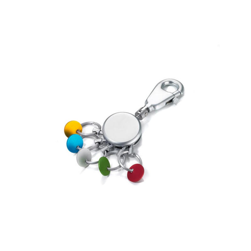 troika-patent-colour-llavero-mosqueton-multicolor-plata