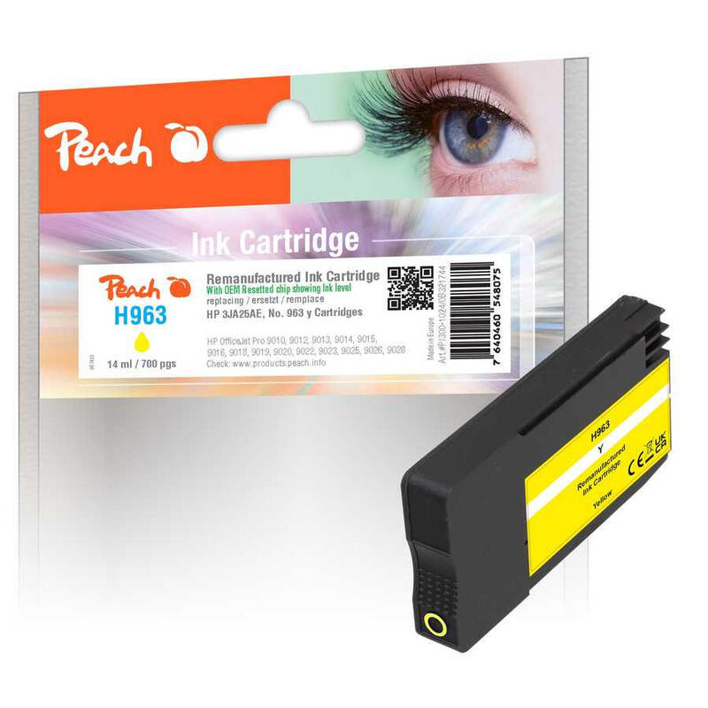 tinta-peach-hp-nr963-3ja25ae-amarillo-oem-reset-ink-leve-remanufactured