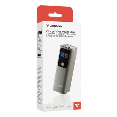 verbatim-powerbank-charge-n-go-27000mah-183-watt-gris-pd-31-quick-charge-30-32269