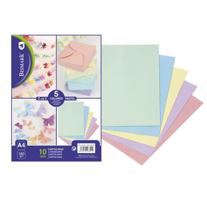 bismark-pack-de-10-cartulinas-180-a4-colores-pastel-surtidos