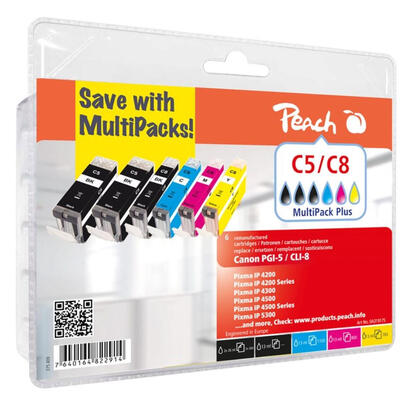 tinta-peach-canon-pg-5xl-cli-8-multipack-plus-2xbkcmy-remanufactured