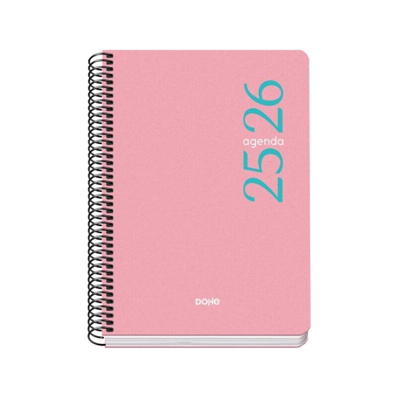 dohe-esencial-agenda-escolar-2526-espiral-a5-semana-vista-papel-70gm2-cubierta-en-polipropileno-rosa