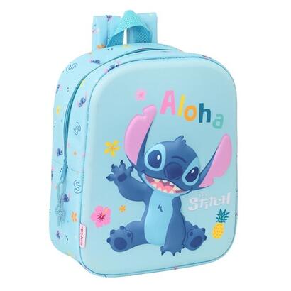 safta-stitch-mochila-guarderia-3d-asa-de-mano-compartimento-principal-con-cremallera-22x27x10cm-azul