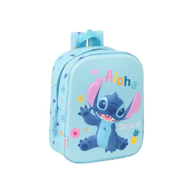 safta-stitch-mochila-guarderia-3d-asa-de-mano-compartimento-principal-con-cremallera-22x27x10cm-azul