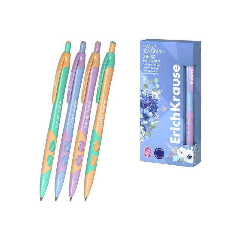 pack-de-12-unidades-erichkrause-bloom-xr-30-maticgrip-pastel-boligrafo-retractil-punta-de-bola-07mm-trazo-de