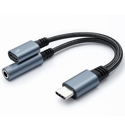 qoltec-51785-adapter-2w1-usb-c-usb-c-jack-35mm-pd-15w-10cm