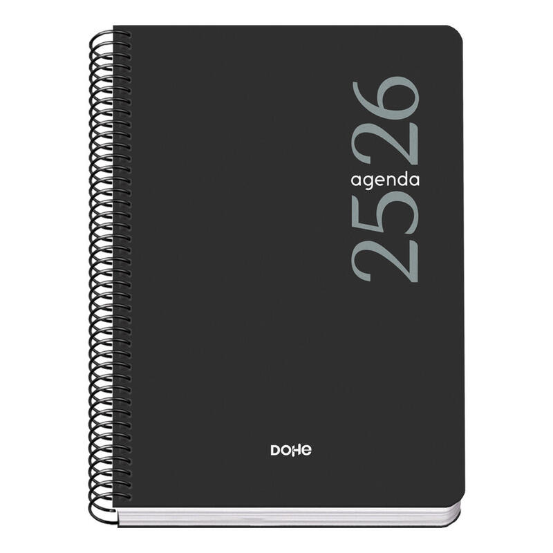 dohe-esencial-agenda-escolar-2526-espiral-a5-semana-vista-papel-70gm2-cubierta-en-polipropileno-negro