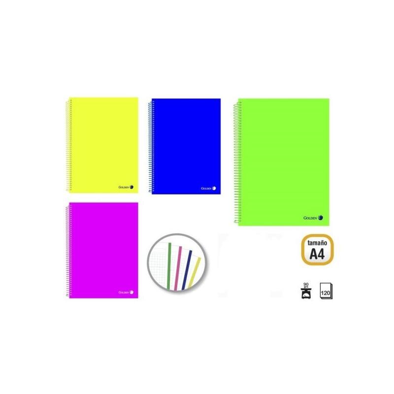 golden-pack-de-4-cuadernos-a4-120-hojas-90gr-cuadricula-5x5-hojas-microperforadas-con-banda-de-color-y-4-taladros-