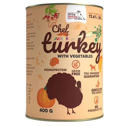 syta-micha-chef-turkey-with-vegetables-junior-comida-humeda-para-perros-400g