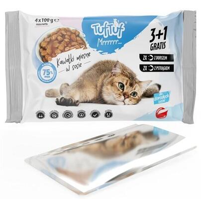 tuf-tuf-2x-with-cod-2x-with-trout-comida-humeda-para-gatos-4x100g
