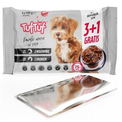 tuf-tuf-2x-with-poultry-2x-with-beef-comida-humeda-para-perros-4x100g