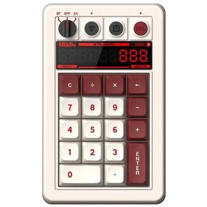 8bitdo-retro-18-mechanical-numpad-fami-edition-teclado-numerico-pc-bluetoothusbrf-wireless-burdeos-blanco