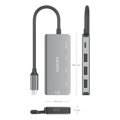 hub-usb-tipo-c-aisens-a109-0945-3xusb-1xusb-tipo-c-1xusb-tipo-c-pd-gris