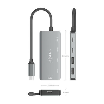 aisens-hub-usb-31-usb-c-usb-cm-1xusb-c-pd-100w1xusb-c-usb30h1xusb-c-usb20h2xusb-a-usb20h-gris-15cm