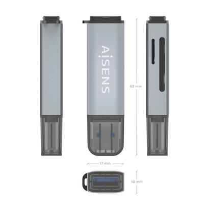aisens-lector-de-tarjetas-sd-micro-sd-mmc-rs-mmc-mmc-micro-usb-a-gris