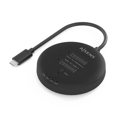 aisens-estacion-de-docking-de-doble-bahia-nvme-a-usb-32-gen2x2-clone-negro