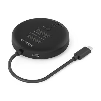 aisens-estacion-de-docking-de-doble-bahia-nvme-a-usb-32-gen2x2-clone-negro