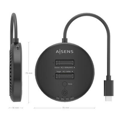 aisens-estacion-de-docking-de-doble-bahia-nvme-a-usb-32-gen2x2-clone-negro