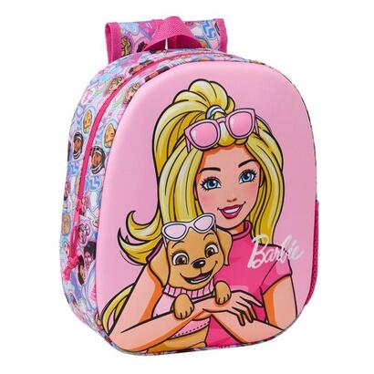 safta-barbie-mochila-3d-asa-de-mano-portabotellas-lateral-27x33x10cm-rosa