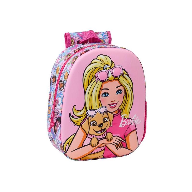 safta-barbie-mochila-3d-asa-de-mano-portabotellas-lateral-27x33x10cm-rosa