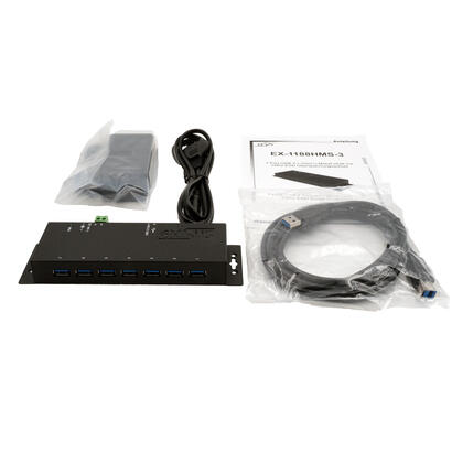 exsys-ex-1188hms-3-hub-de-interfaz-usb-32-gen-1-31-gen-1-type-b-5000-mbits-negro