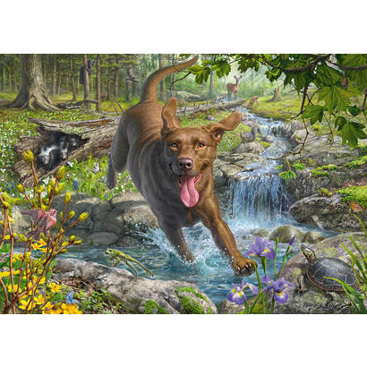 puzzle-de-1000-piezas-de-mark-fredrickson-dog-love-paseo-primaveral-con-un-labrador-retriever-58559