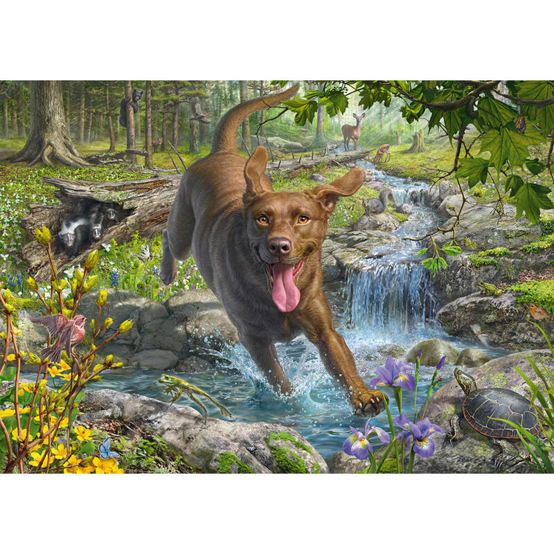 puzzle-de-1000-piezas-de-mark-fredrickson-dog-love-paseo-primaveral-con-un-labrador-retriever-58559