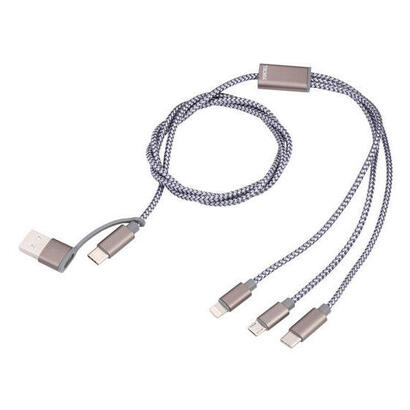 cable-troika-cbl30gy-usb-1-m-usb-c-usb-cmicro-usb-alightning-gris