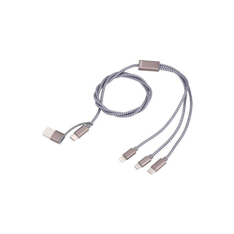 cable-troika-cbl30gy-usb-1-m-usb-c-usb-cmicro-usb-alightning-gris