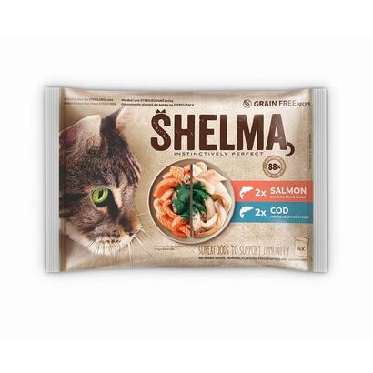 shelma-with-salmon-and-cod-in-sauce-comida-humeda-para-gatos-4x85g