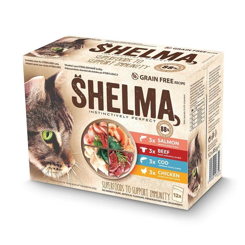 shelma-with-salmon-cod-chicken-and-beef-in-sauce-comida-humeda-para-gatos-12x85g