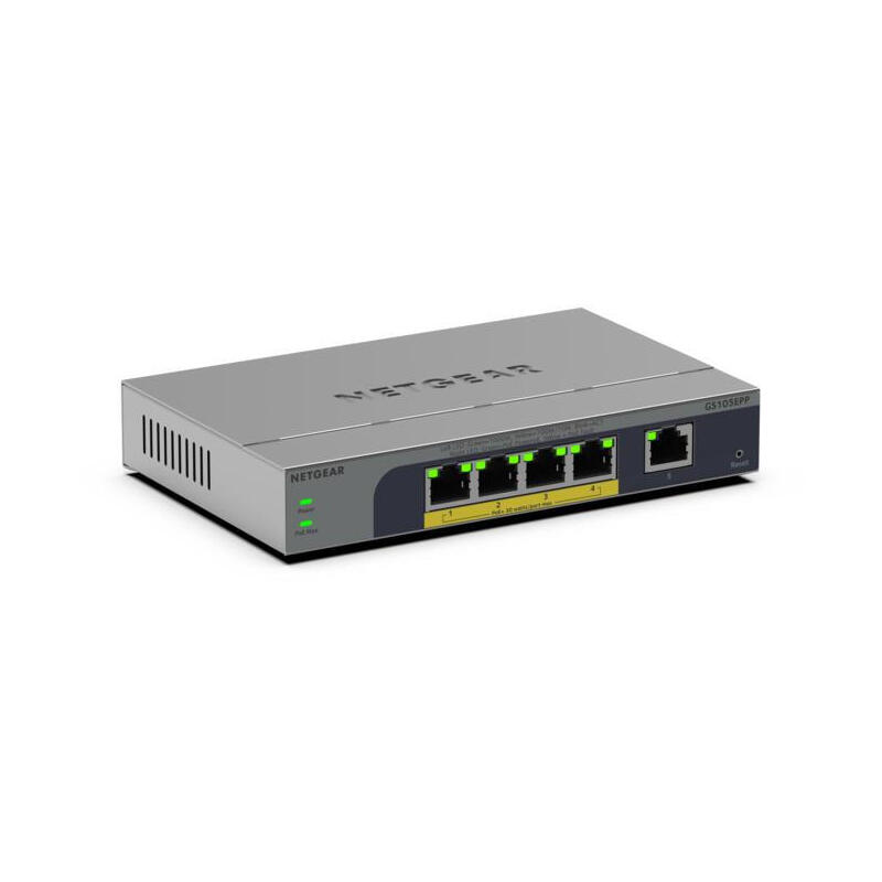 netgear-gs105epp-no-administrado-gigabit-ethernet-101001000-energia-sobre-ethernet-poe-montaje-en-paredescritorio-gris