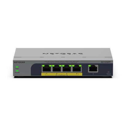 netgear-gs105epp-no-administrado-gigabit-ethernet-101001000-energia-sobre-ethernet-poe-montaje-en-paredescritorio-gris