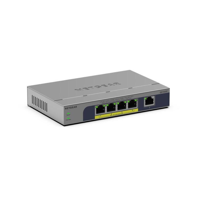 netgear-gs105p-no-administrado-gigabit-ethernet-101001000-energia-sobre-ethernet-poe-montaje-en-paredescritorio-gris