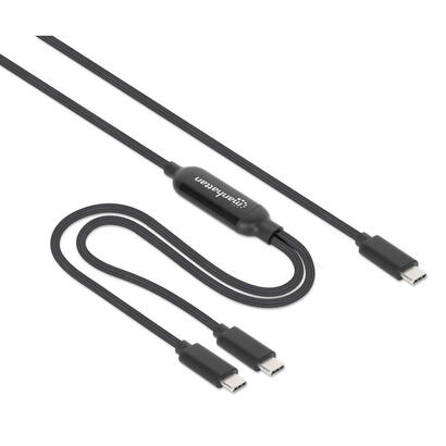 manhattan-dual-usb-c-ladecable-100-w-2-m-negro