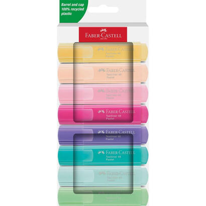 faber-castell-textliner-46-pastel-pack-de-8-marcadores-fluorescentes-punta-biselada-trazo-entre-1mm-y-5mm-tinta