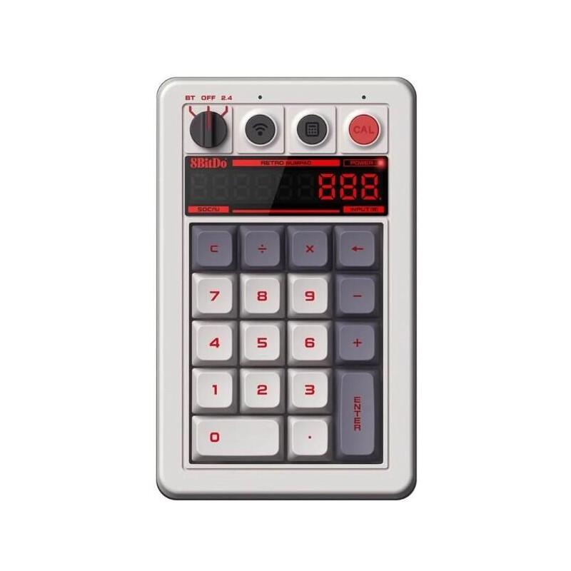 8bitdo-retro-18-mechanical-numpad-n-edition-teclado-numerico-pc-bluetoothusbrf-wireless-gris