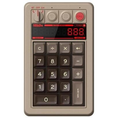 8bitdo-retro-18-mechanical-numpad-c64-edition-teclado-numerico-pc-bluetoothusbrf-wireless-gris