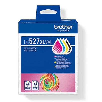 tinta-brother-lc527xlval-4-piezas-original-alto-rendimiento-xl-negro-cian-magenta-amarillo