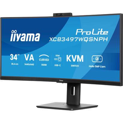 monitor-iiyama-34-prolite-xcb3497wqsnph-b1-led-negro-matt-uwqhd-va-curvado-kvm-hub-usb-usb-c-webcam-120hz-panel-xcb3497wqsnph-b1