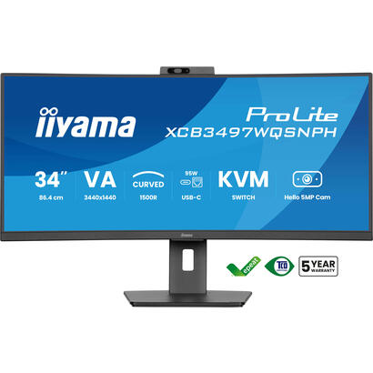 monitor-iiyama-34-prolite-xcb3497wqsnph-b1-led-negro-matt-uwqhd-va-curvado-kvm-hub-usb-usb-c-webcam-120hz-panel-xcb3497wqsnph-b1