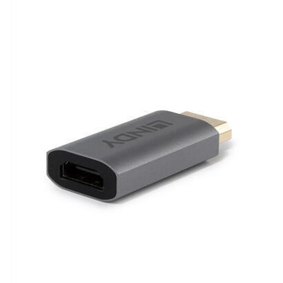 lindy-41095-cambiador-de-genero-para-cable-displayport-hdmi-type-a-gris
