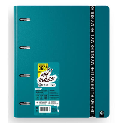 carchivo-carpeblock-360-my-rules-con-recambio-100h-a4-5x5-90gr-4-separadores-pp-foam-deep-green