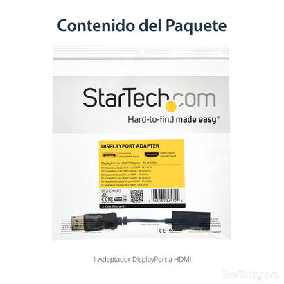 startech-conversor-4k-displayport-a-hdmi-mh-negro-dp2hd4k60s